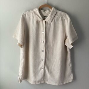 Caribbean Joe Tan Linen Short Sleeve Buttoned Shirt size 1X